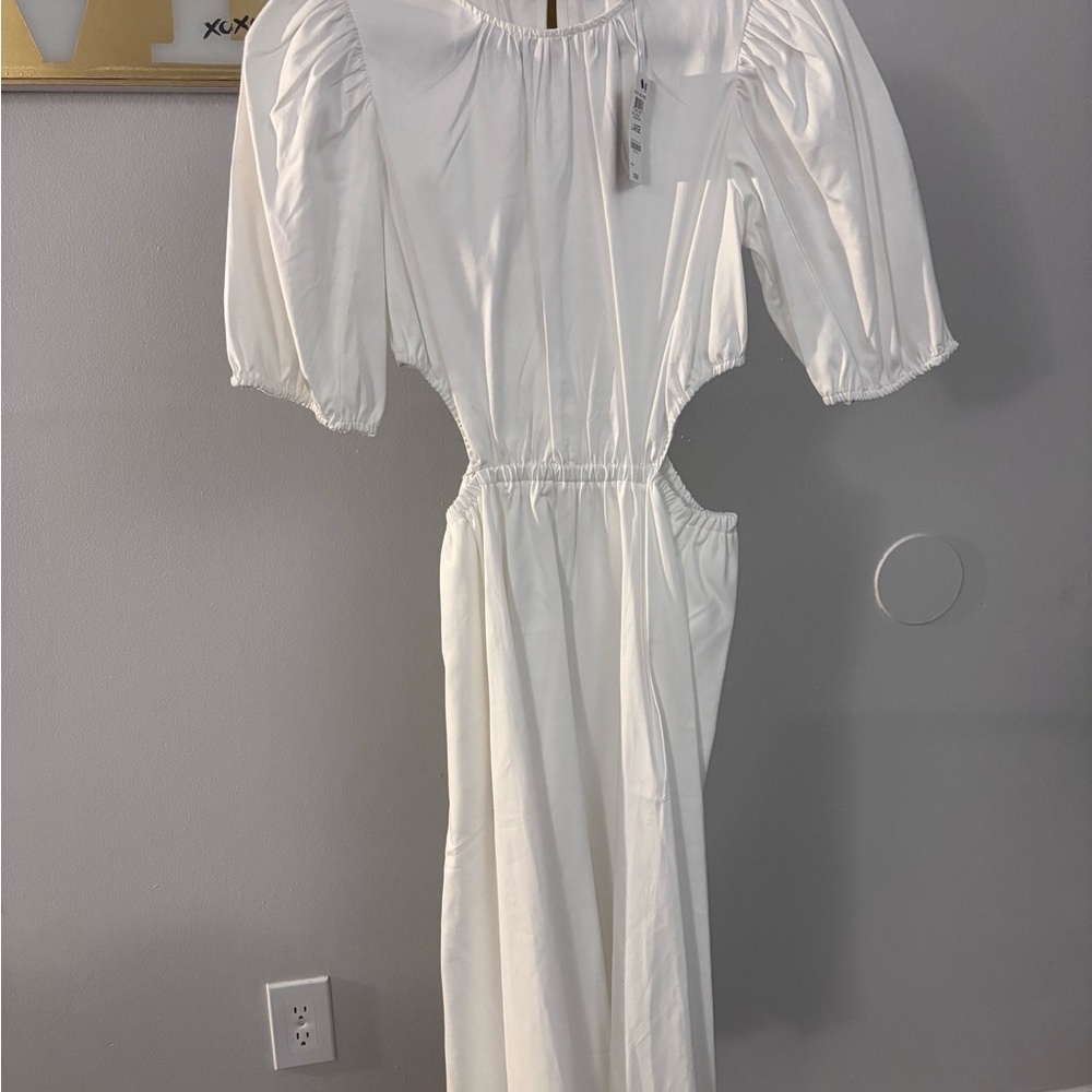 INC International Concepts White Backless Puff-Sleeve Maxi Dress